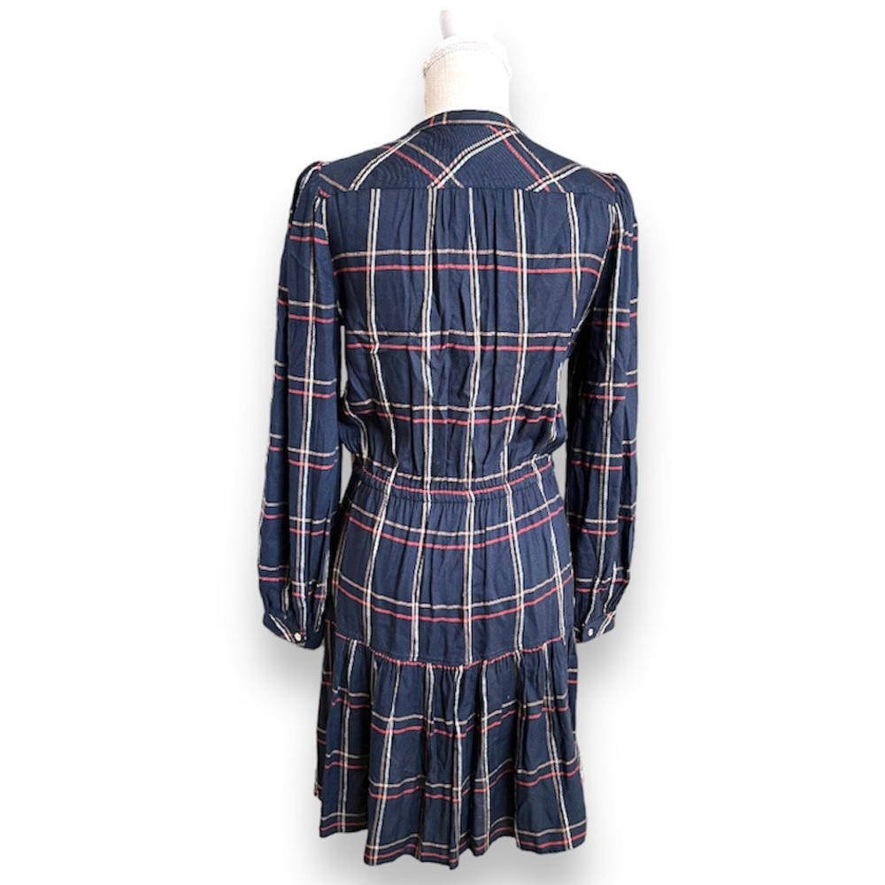 TOMMY HILFIGER | Kensington Long-Sleeve Tiered Plaid Shirtdress Size 6 - Picture 9 of 12